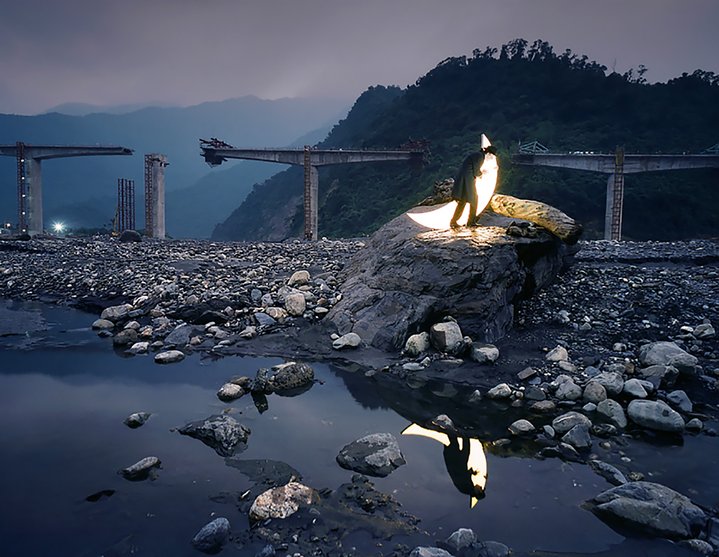 moon, taiwan, bridge, installation