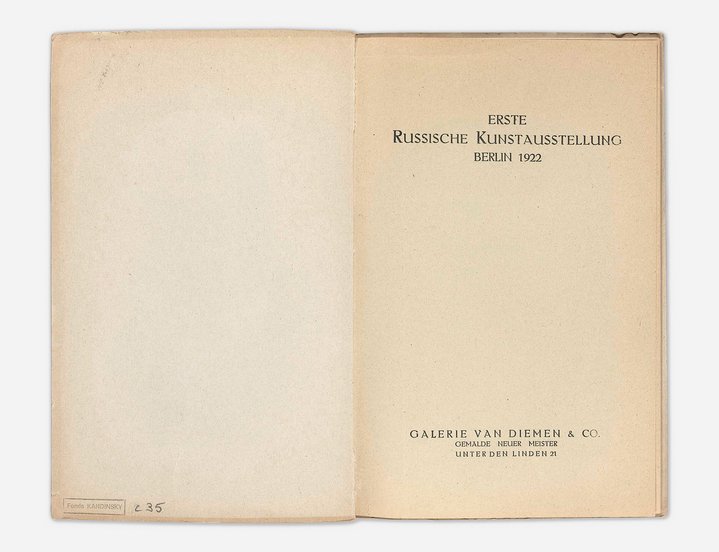 First Russian Art Exhibition, Catalogue, Galerie Van Diemen & Co, Fonds Kandinsky