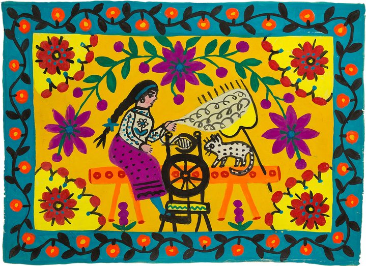 Maria Prymachenko, Ukrainian Art, Saatchi Gallery,  I was spinning on the spinning wheel