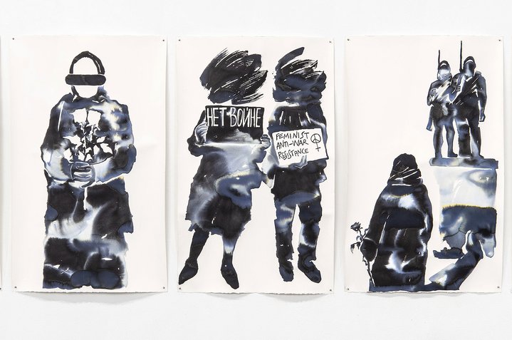 Katya Muromtseva, Women in Black Against the War, Pushkin House, Watercolor on Paper