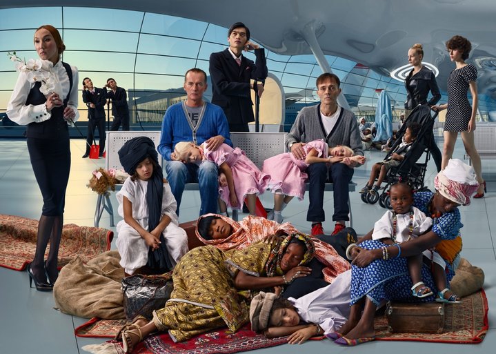 AES+F, video art, collage, digital art, allegoria sacra, airport