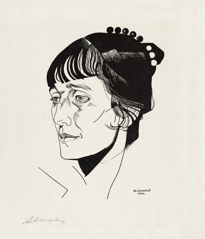 Anna Akhmatova, poet, portrait, graphic art