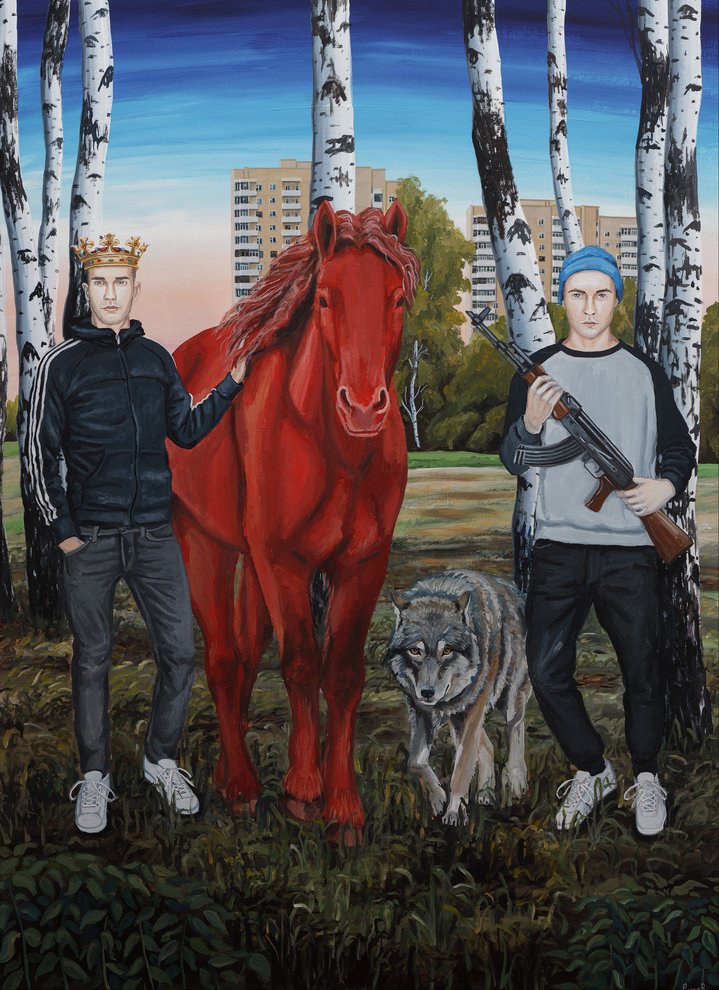 contemporary art, painting, young artist, red horse