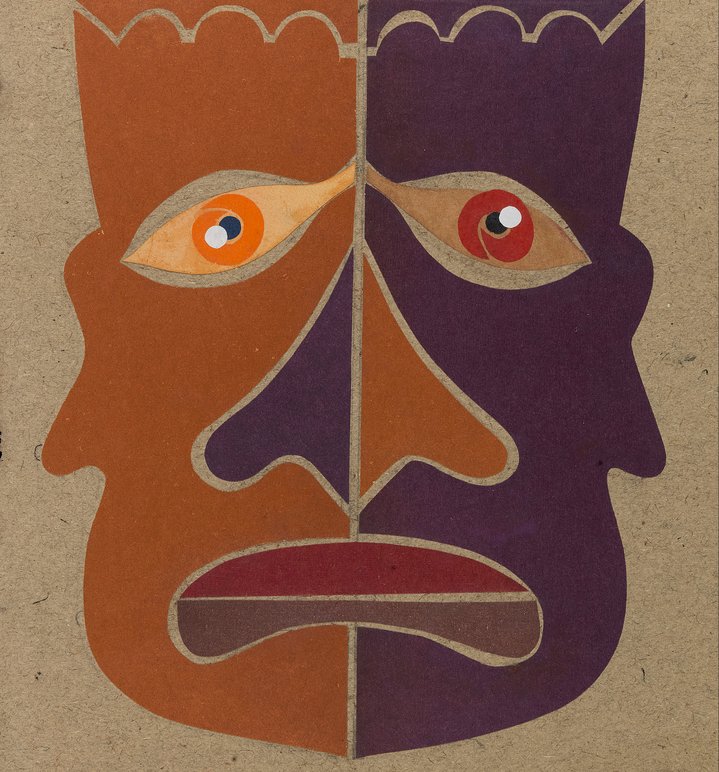 collage, russian avant-garde, mask, theatre
