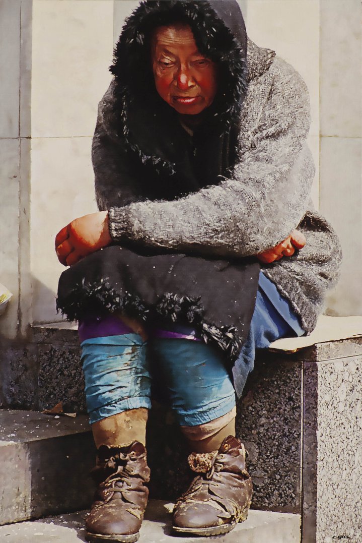 painting, realism, soviet art, homeless, woman, despair