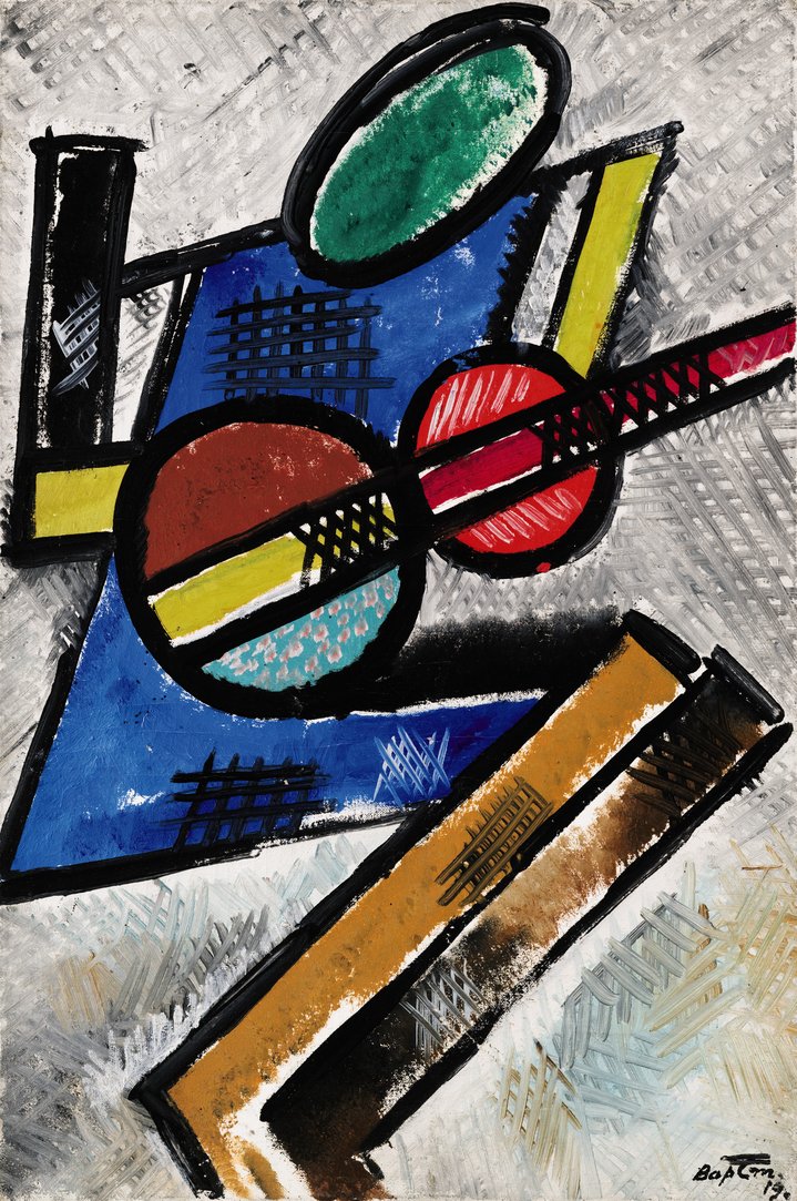 russian avant-garde, woman artist, guitar, portrait, modern art