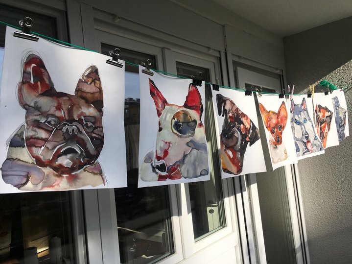 exhibition, covid, lockdown, graphic art, dogs