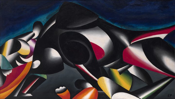matador, bull, abstract art