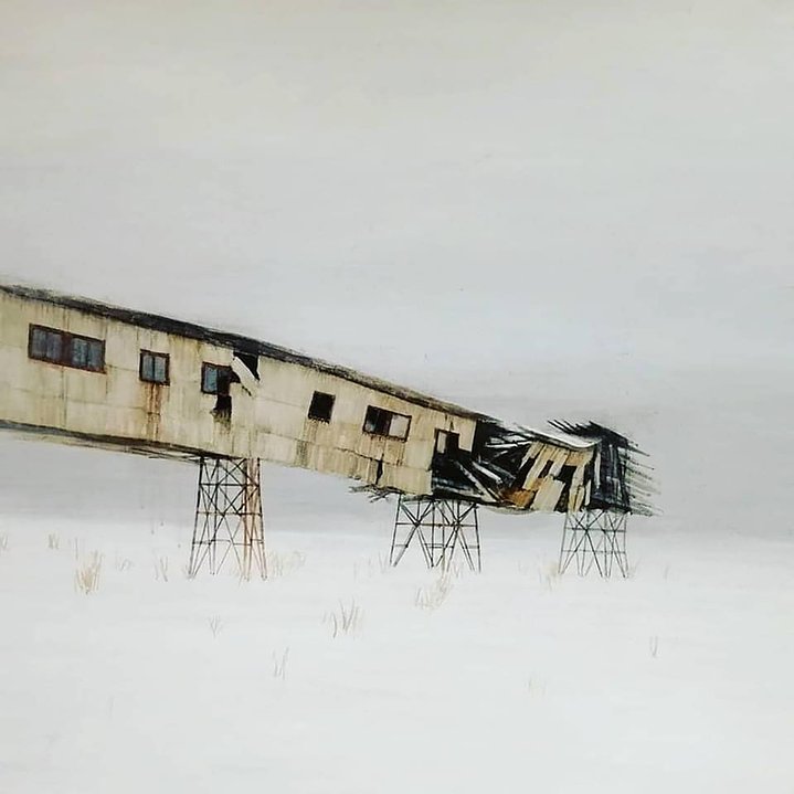 painting, realism, industrial, ruins, passage