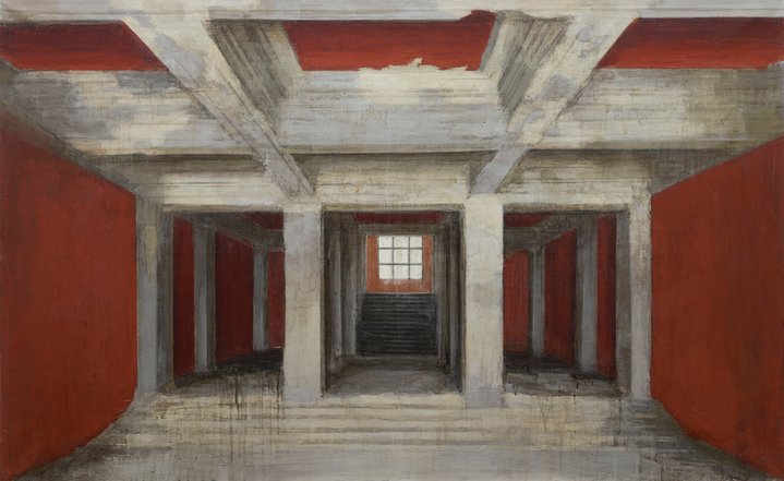 painting, realism, industrial, ruins, brutalism, architecture