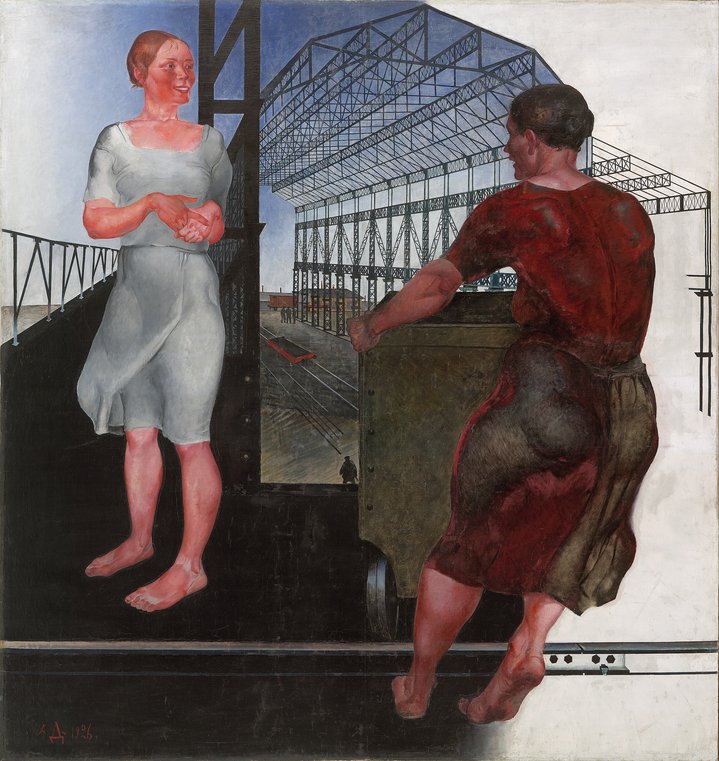 soviet art, Aleksandr Deineka, painting, construction