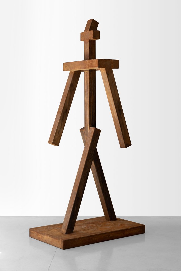 sculpture, walking man, metal, contemporary art