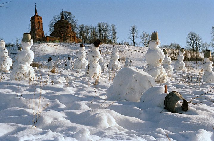 land art, snowman, winter, installation