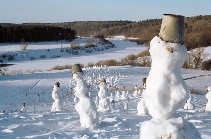 land art, snowman, winter, installation