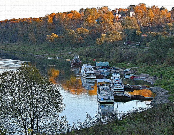 Russia, sunset, river