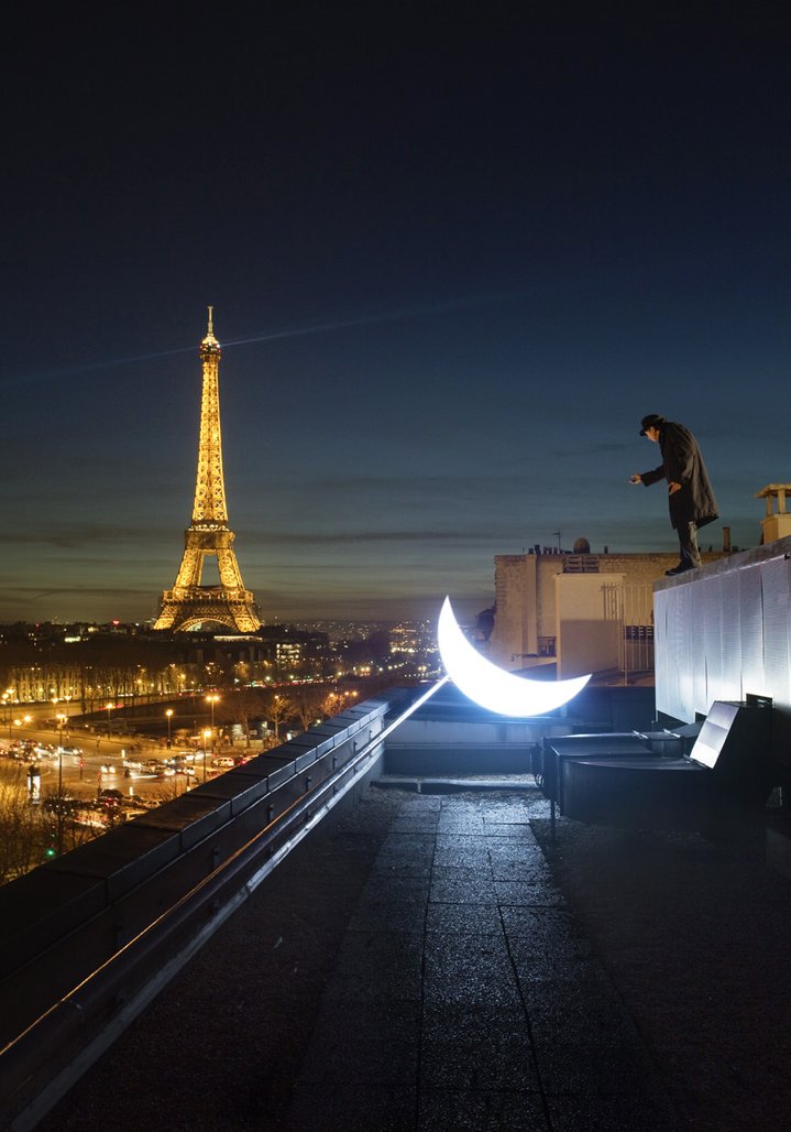 moon, journey, paris, installation