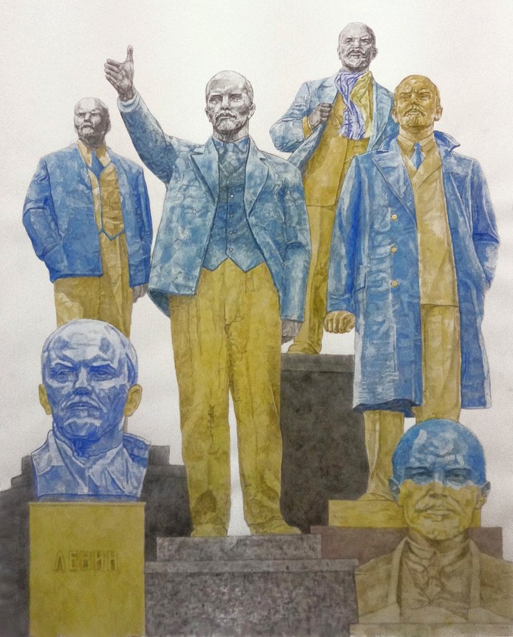 Ukraine, ukrainian art, Lenin, destruction, graphic art