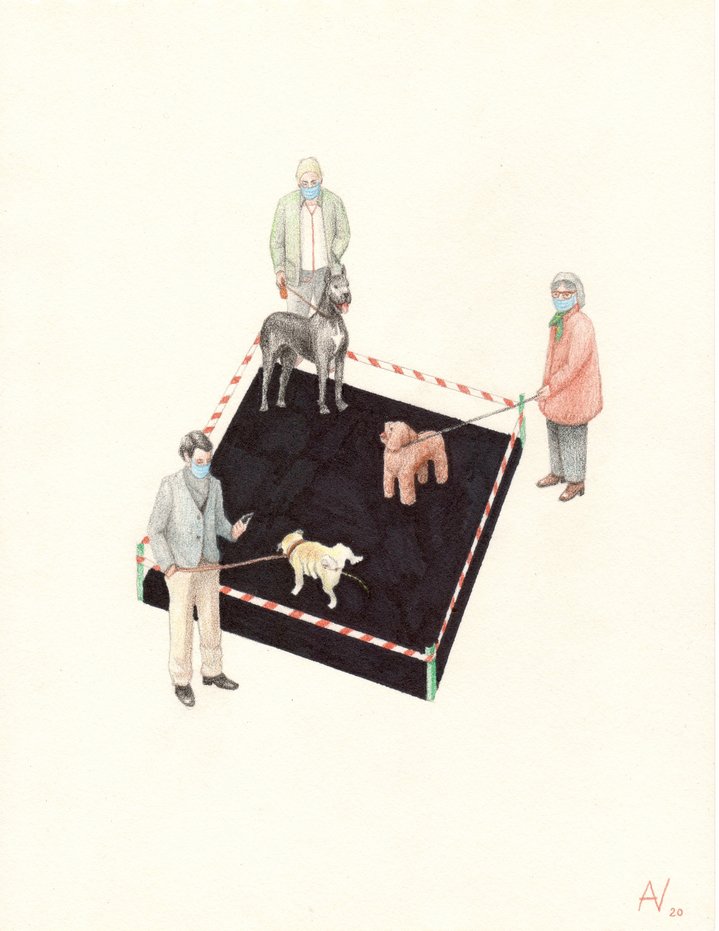 woman artist, graphic art, dogs